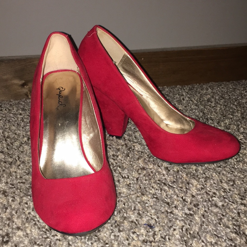 Red Close Toe Heels